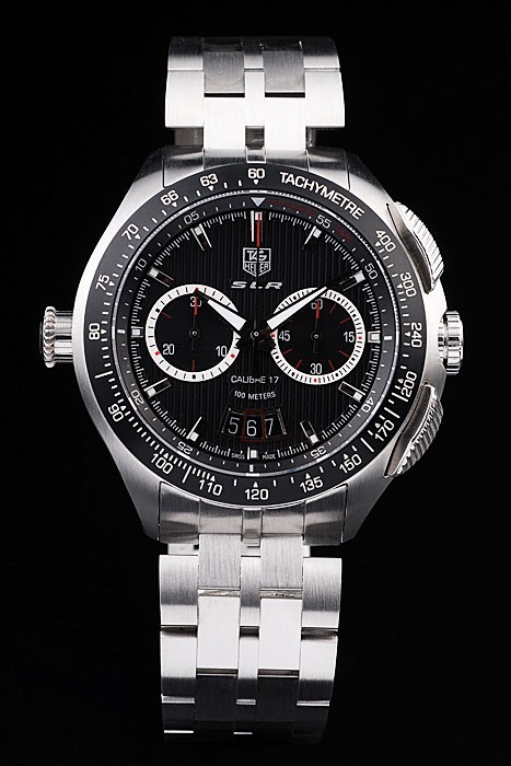 Tag Heuer SLR Swiss Tachymeter Ring Stainless Steel Black Dial